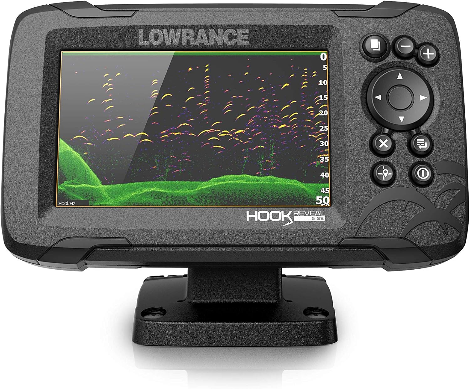 Lowrance HOOK Reveal 5 SplitShot – 5-inch Fish Finder with SplitShot Transducer, Preloaded C-MAP US Inland Mapping