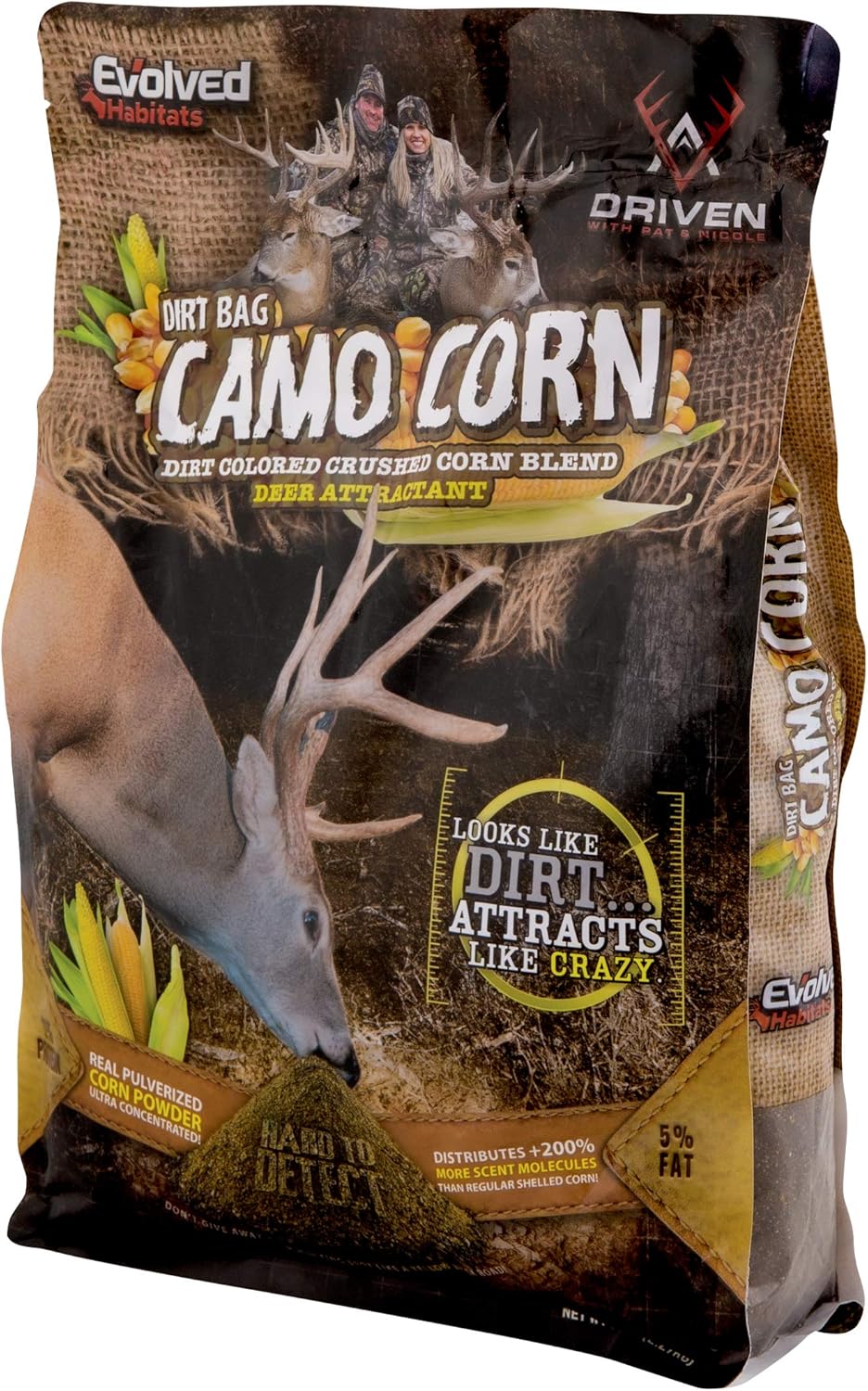 Evolved Habitats Dirt Bag Camo Corn Powder Deer Attractant – Dirt-Colored Crushed Corn Blend Food Supplement Deer Feed 5 Pound (Pack of 1)