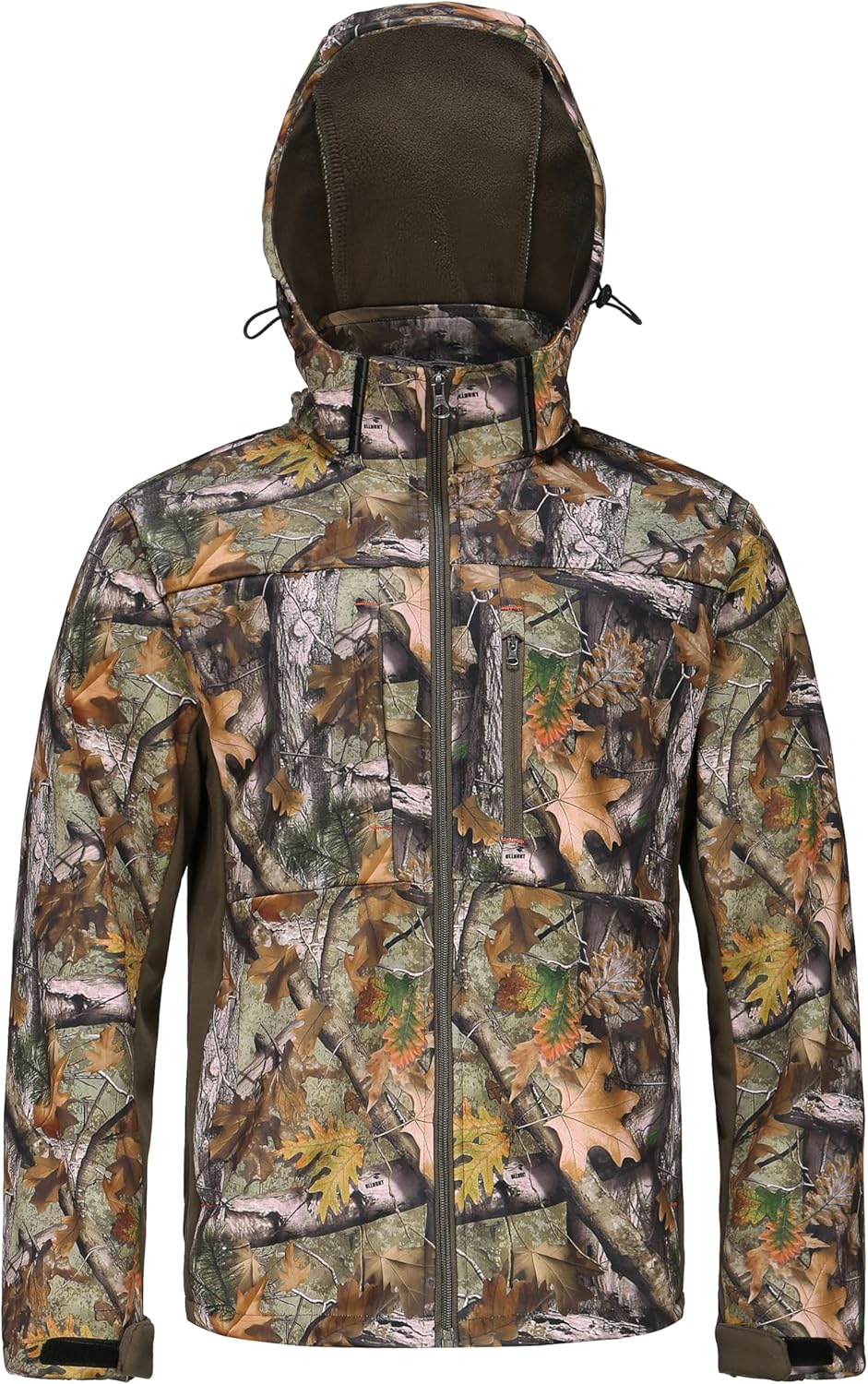UIIHUNT Hunting Jacket for Men, Quiet Fleece Lined Camo Coat with Hood, Water Resistant, Cold Weather Hunting Clothes