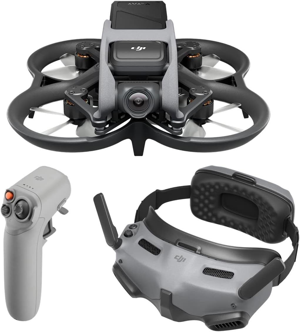 DJI Avata Explorer Combo, FPV Drone with Camera 4K, Super-Wide 155° FOV, Includes New RC Motion 2 and Goggles Integra Black, FAA Remote ID Compliant