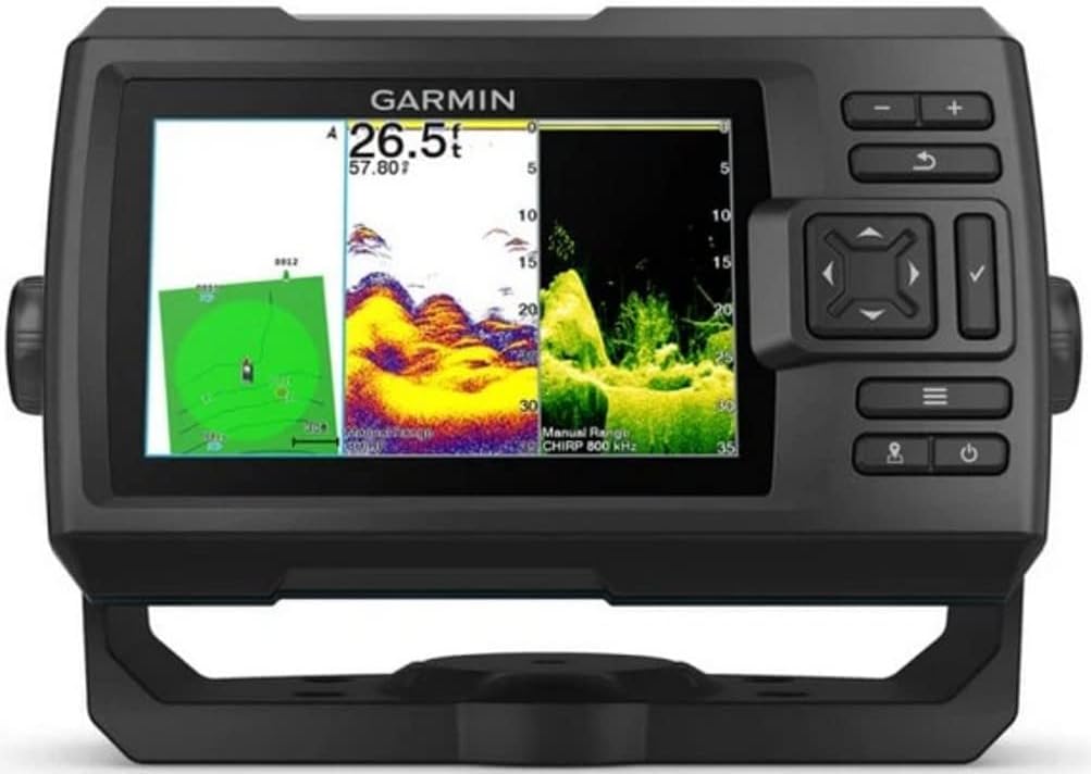 Garmin 010-02551-00 STRIKER Vivid 5cv Fishfinder With GT20 Transducer and Protective Cover, 5-inch Color Display, 800×480 Pixels Resolution, Vivid Scanning Sonar Color Palettes, High-sensitivity GPS