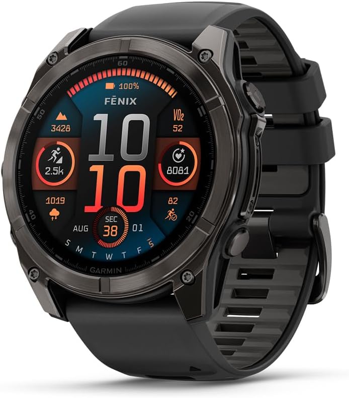 Garmin fēnix® 8, Sapphire, 51mm, DLC Titanium, Black/Pebble Gray