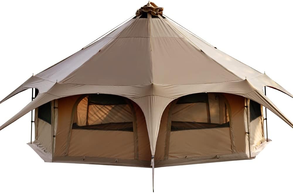 MC TOMOUNT Canvas Bell Tent with Stove Jack, 16.4ft*High9.2ft Glamping Tent
