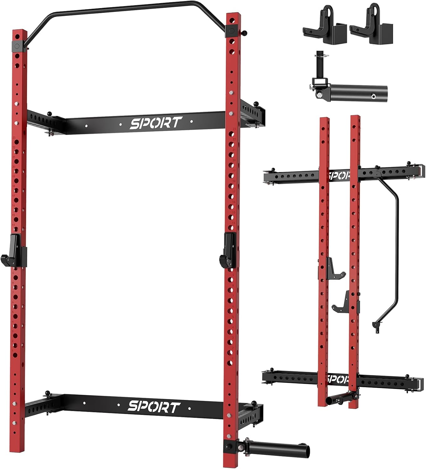 Garvee Folding Squat Rack, 2.36″ x 2.36″ Wall Mounted Foldable Squat Rack