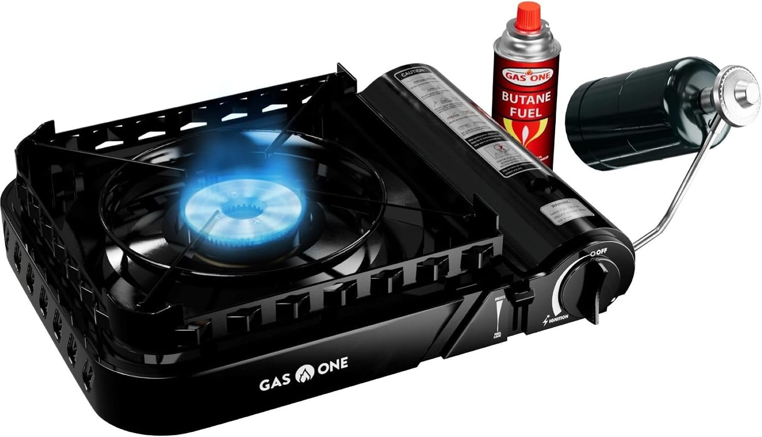 GasOne 15,000 BTU Propane or Butane Stove Dual Fuel Stove Portable Camping Stove – Patented – with Carrying Case Great for Emergency Preparedness Kit