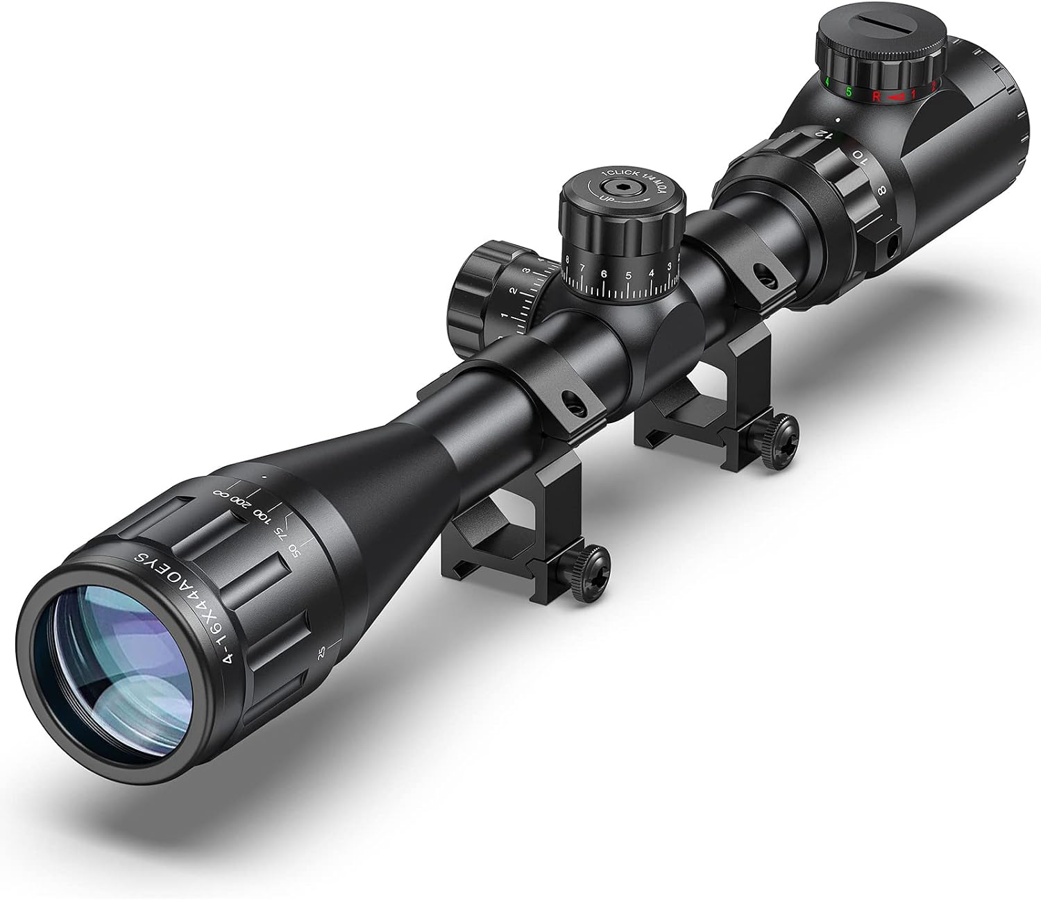 CVLIFE 4-16×44 AO Rifle Scope Red and Green Illuminated Scope with Locking Turret Sunshade and Mount Included
