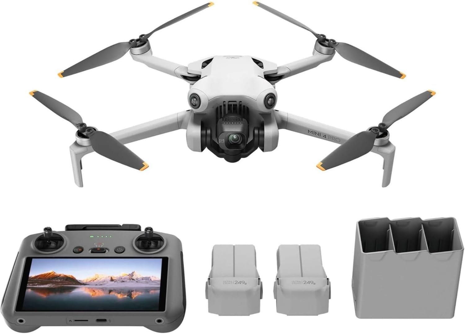 DJI Mini 4 Pro Fly More Combo with DJI RC 2, Drones with Camera for Adults 4K, Under 0.549 lbs/249 g, 3 Batteries for up to 102 Mins Flight Time, Smart Return to Home, Drone for Beginners