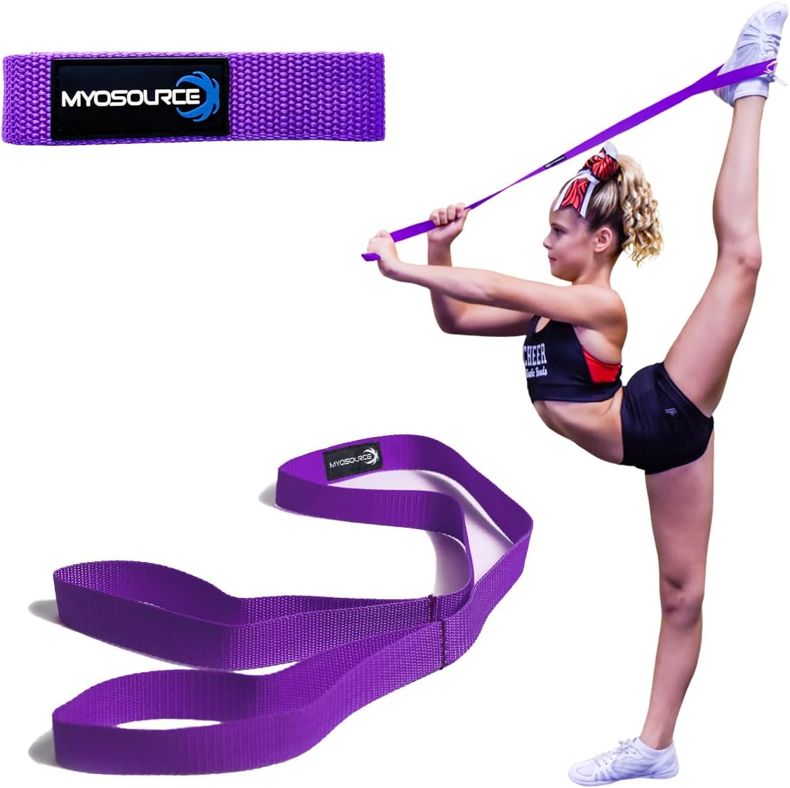 Myosource Kinetic Bands Cheerleading Flexibility Stunt Strap – Improve Stretching and Stunts for Cheer Dance Gymnastics & Physical Therapy – Stocking Stuffers Present for Kids Girls Adults – 12 Colors