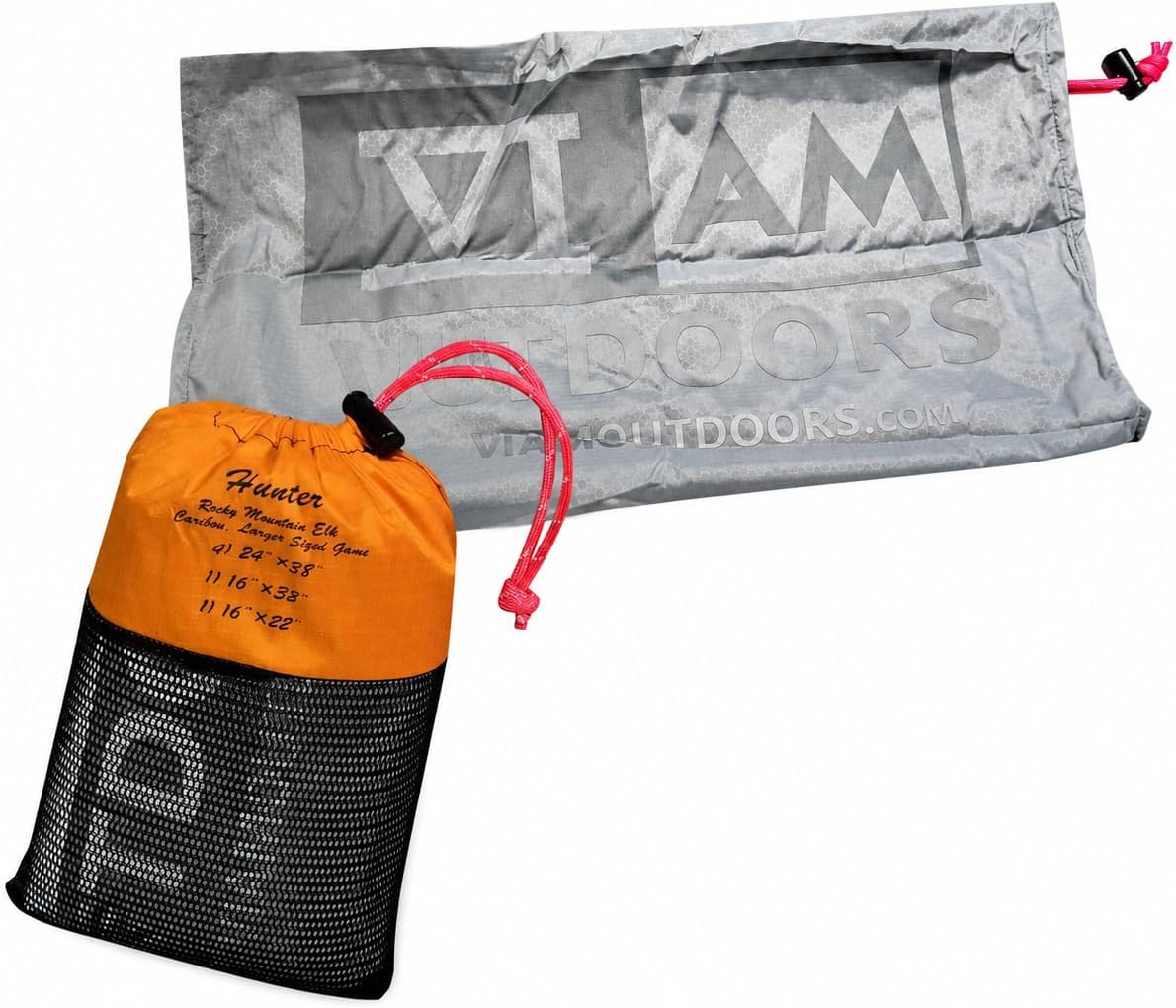 VIAM Outdoors Hunter Game Bag Set – 6-Pack for Elk, Deer, Caribou, Bear – Lightweight 1.35oz Hexagon Ripstop – Includes 4 (24″x38″), 1 (16″x33″), 1 (16″x22″) – Breathable, Washable, Reusable