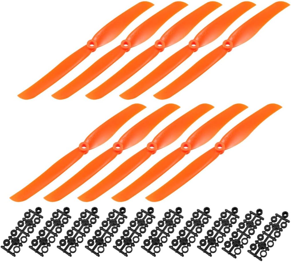uxcell RC Propellers CW 8040 8×4 Inch 2-Vane Fixed-Wing for Airplane Toy, Nylon Orange 10pcs with Adapter Rings