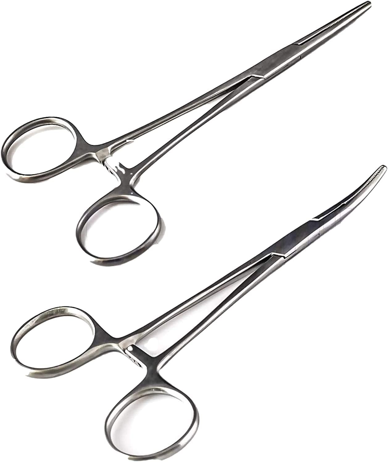 SURGICAL ONLINE Versatile Angling Tools with 2pc 5 Inch Fishing Forceps Set – Stainless Steel, Curved & Straight Hemostats, Serrated Jaws, Locking Mechanism, and Lightweight Design