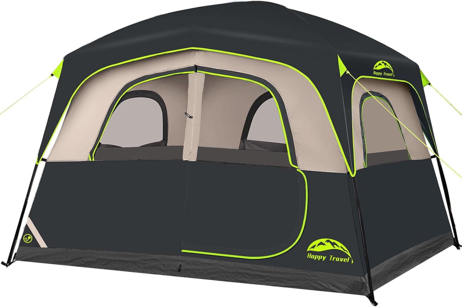 Happy Travel 6 Person Tents for Camping, Waterproof Cabin Tent with Rainfly