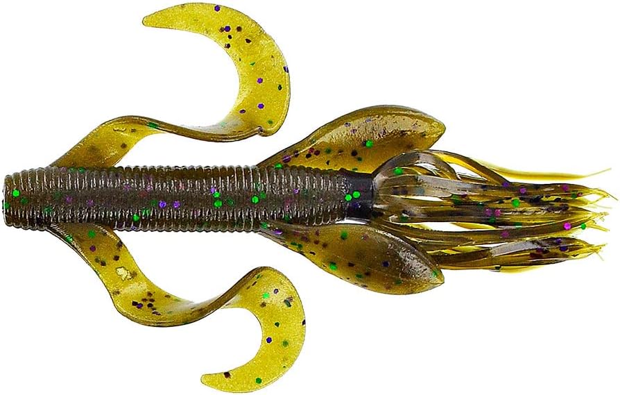 Yamamoto 4” KREATURE / 7 PACK / GREEN PUMPKIN W/ GREEN & PURPLE FLAKE