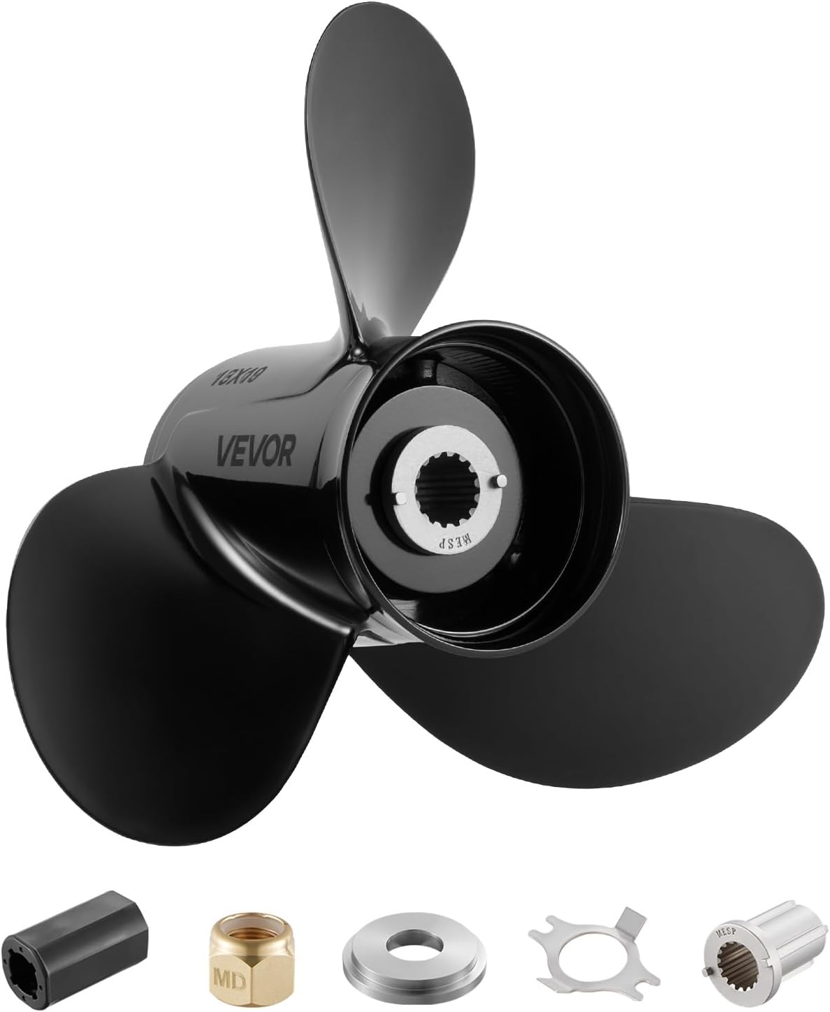 VEVOR Outboard Propeller, Upgrade OEM 15 Spline Tooth Aluminum Outboard Boat Propeller Fit Mercury Engines 40-140 HP, 4-1/4″ Gearcase, 3-Blade, RH (Right Hand Rotation)