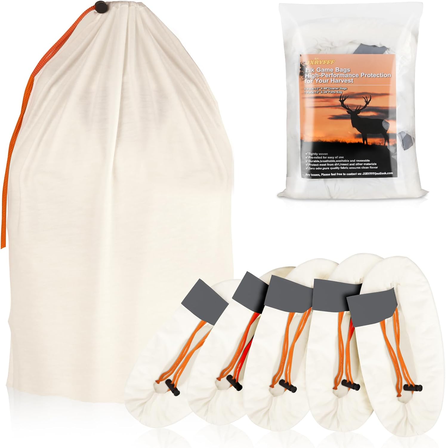 Elk Game Bags Hunting Meat Bags with Drawstring Closure,Game Bags Deer 5PCS