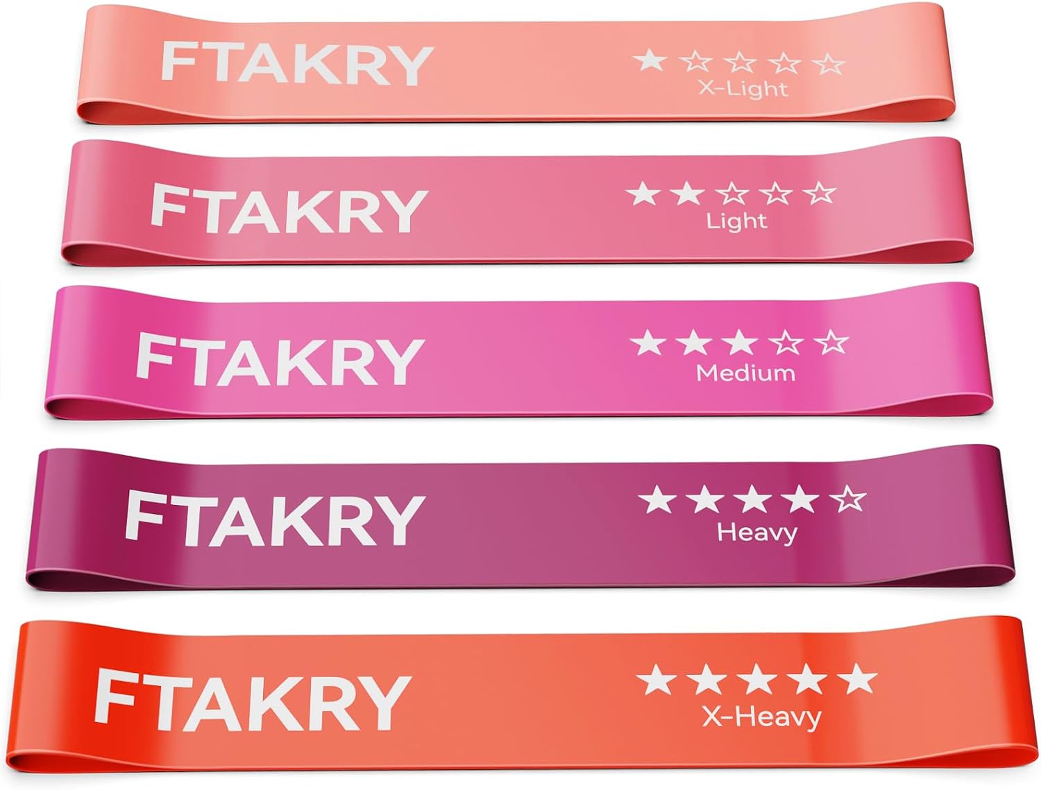 Resistance Bands for Working Out, Exercise Bands with 5 Resistance Levels, Natural Latex Resistance Bands Designed for Home Fitness, Strength Training and Flexibility Exercises