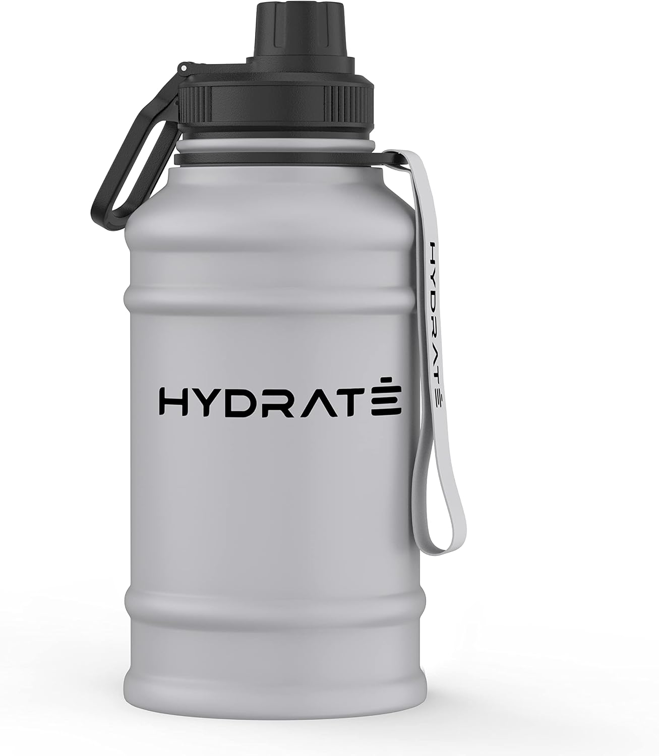 HYDRATE 43 Oz Stainless Steel Water Bottle – BPA Free Metal Water Bottle for Gym, Exercise – Water Jug with Convenient Nylon Carrying Strap and Leak-Proof Screw Cap Water Bottles for Men, Women, Adult
