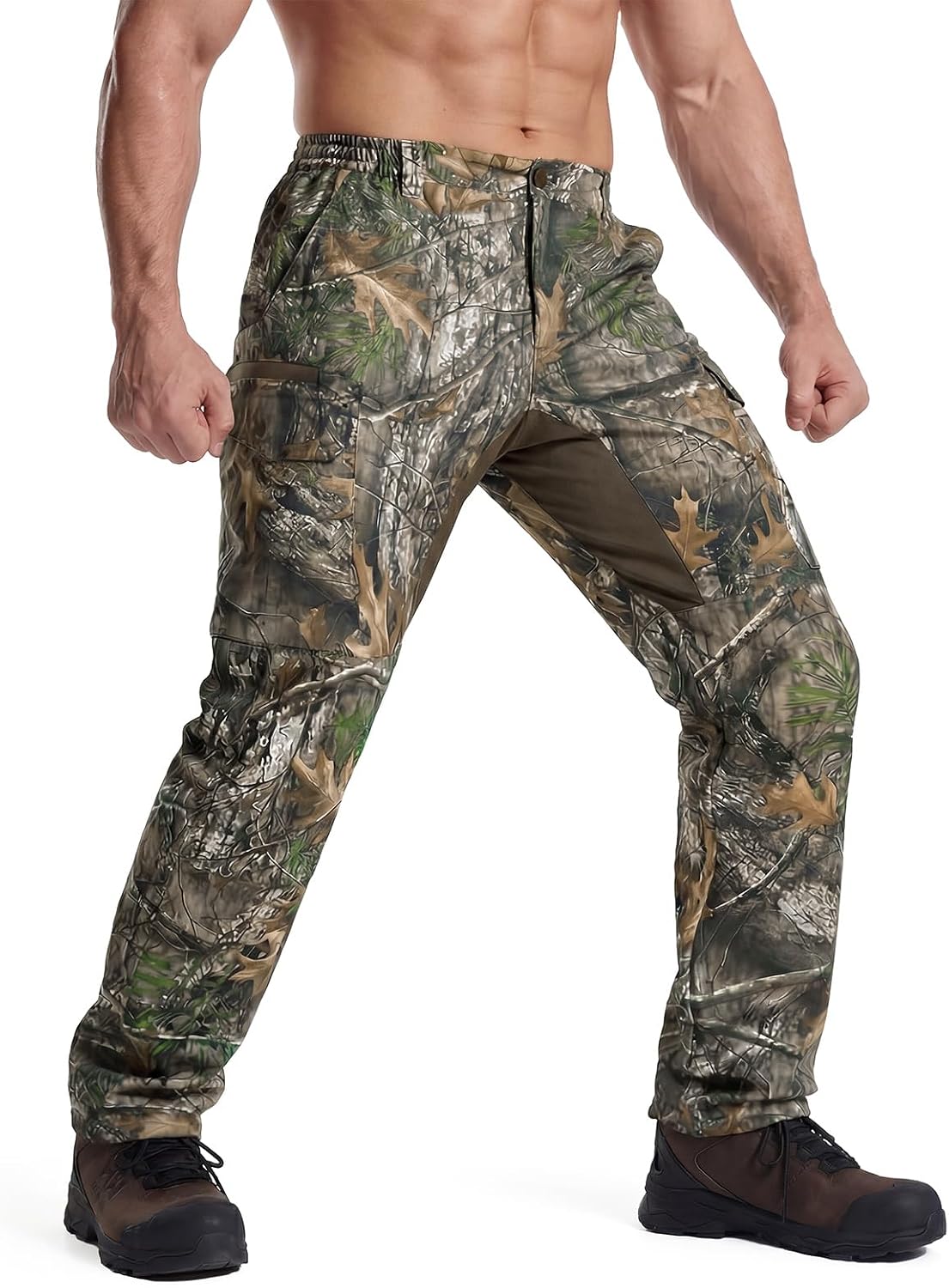 LOOGU Camo Hunting Pants for Men Water-Resistant Quiet & Matte Turkey Hunting Camo Pants for Men with 6 Pockets