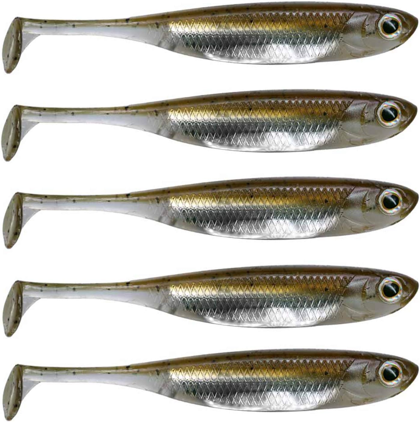 QualyQualy Soft Plastic Swimbait Paddle Tail Shad Lure Soft Bass Shad Bait Minnow Paddle Tail Swim Bait for Bass Trout Walleye Crappie – 2.75in, 3.14in, 3.94in, 5in