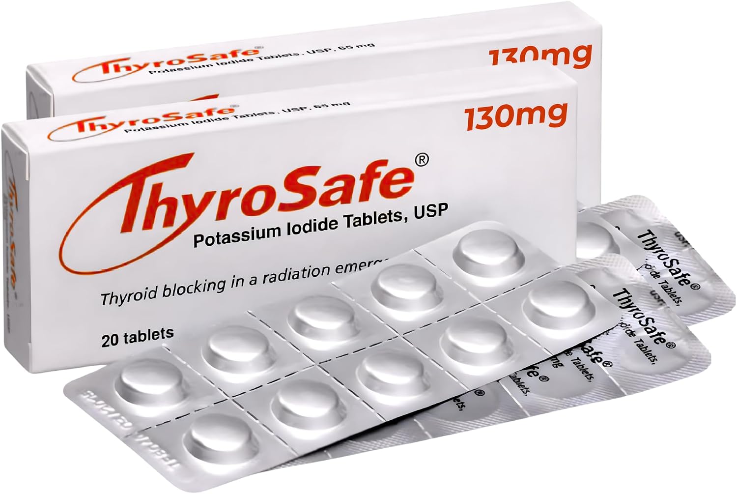 ThyroSafe Potassium Iodide 130mg Tablets (KI Pills) – Iodine for Radiation Emergency Protection | Nuclear Fallout Survival Gear and Emergency Supplies for Prepper Kits | 40 Count
