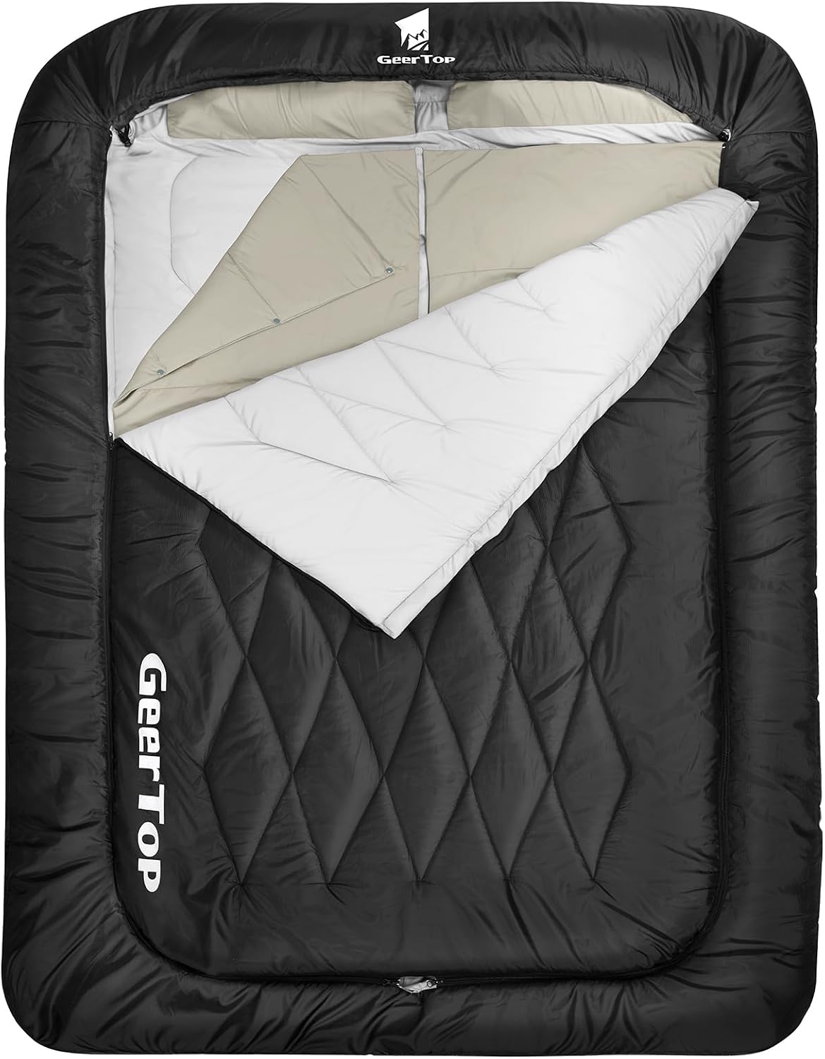 GEERTOP Double Sleeping Bag with Blanket, Queen Size for Couples & Adults