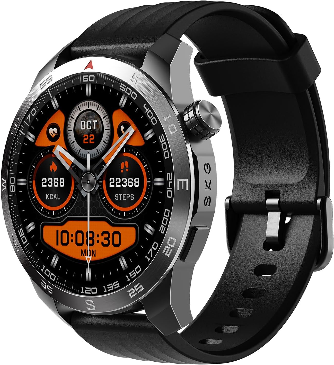 SKG Smart Watch for Men Women, 1.43″ GPS Built-in Smartwatch with 100+ Sports Magnetometer Barometer, 9-Day Runtime 5ATM Waterproof Fitness Watch, for Health Tracker Android iPhone Compatible, GT5