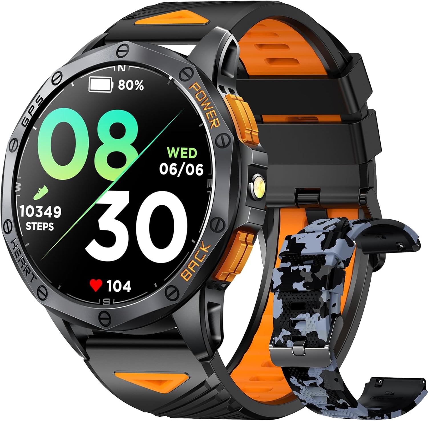 Military Smart Watch for Men, Built-in GPS, 30-day standby, 1.43″ AMOLED
