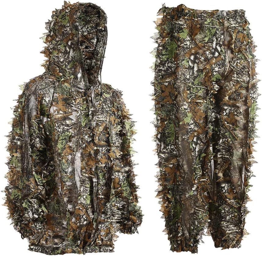 EAmber Ghillie Suit Gilly 3D Leafy Camo Cloth Youth Hunting Airsoft