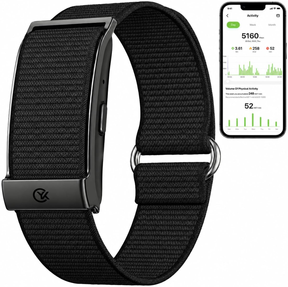 Smart Bracelet Health and Fitness Tracker No Subscription Fees Black