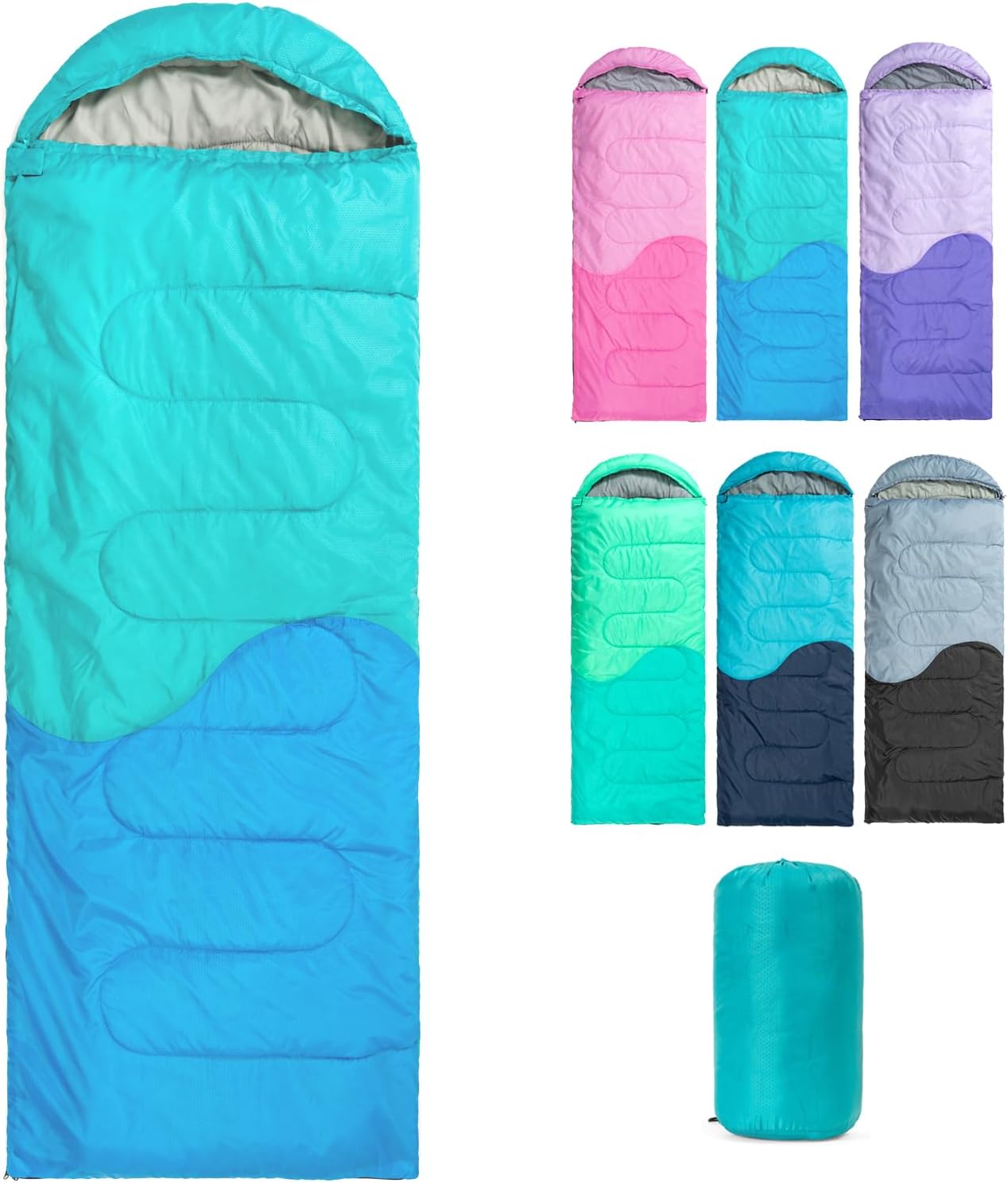Sleeping Bag – 3 Seasons for Adults Boys Girls Camping Hiking – Warm Cold Weather Lightweight Portable with Compression Bag for Backpacking in Spring, Summer, Fall and Winter