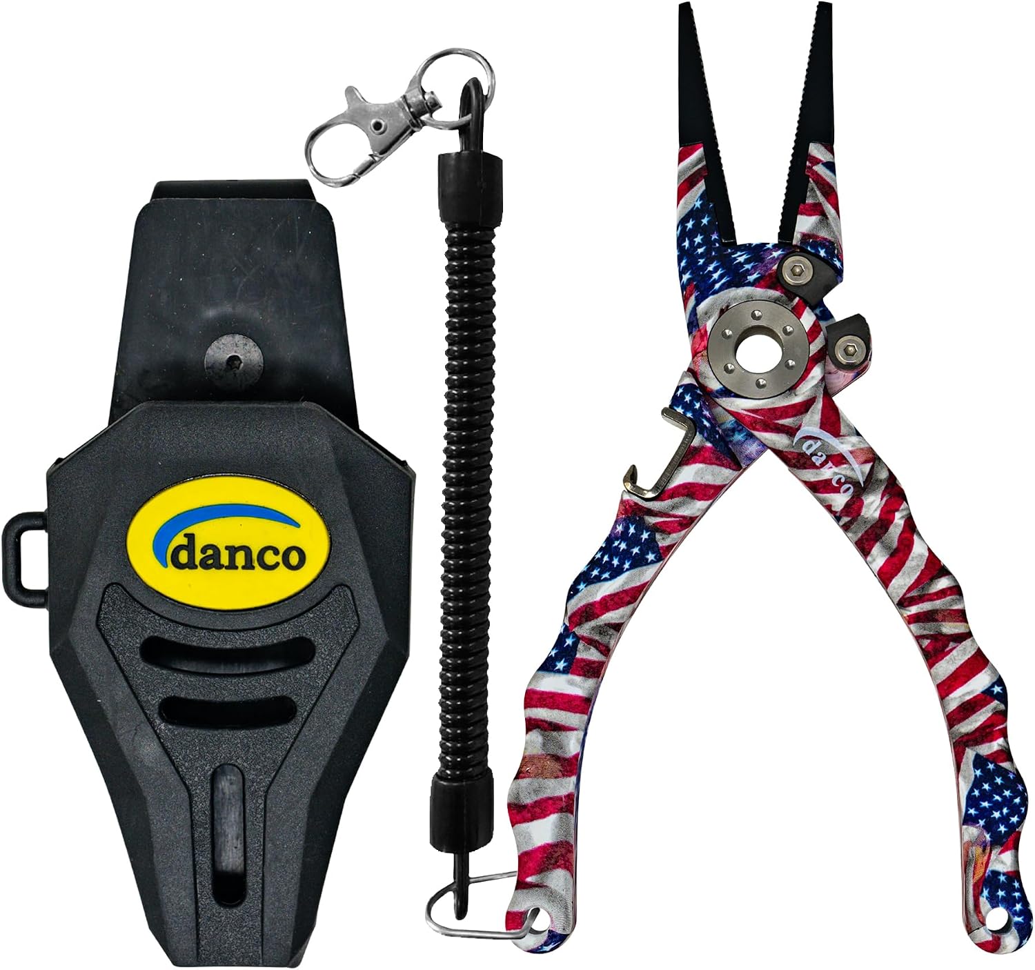 danco Duffy 7.5-Inch Aluminum Fishing Plier with Sheath and Coiled Lanyard