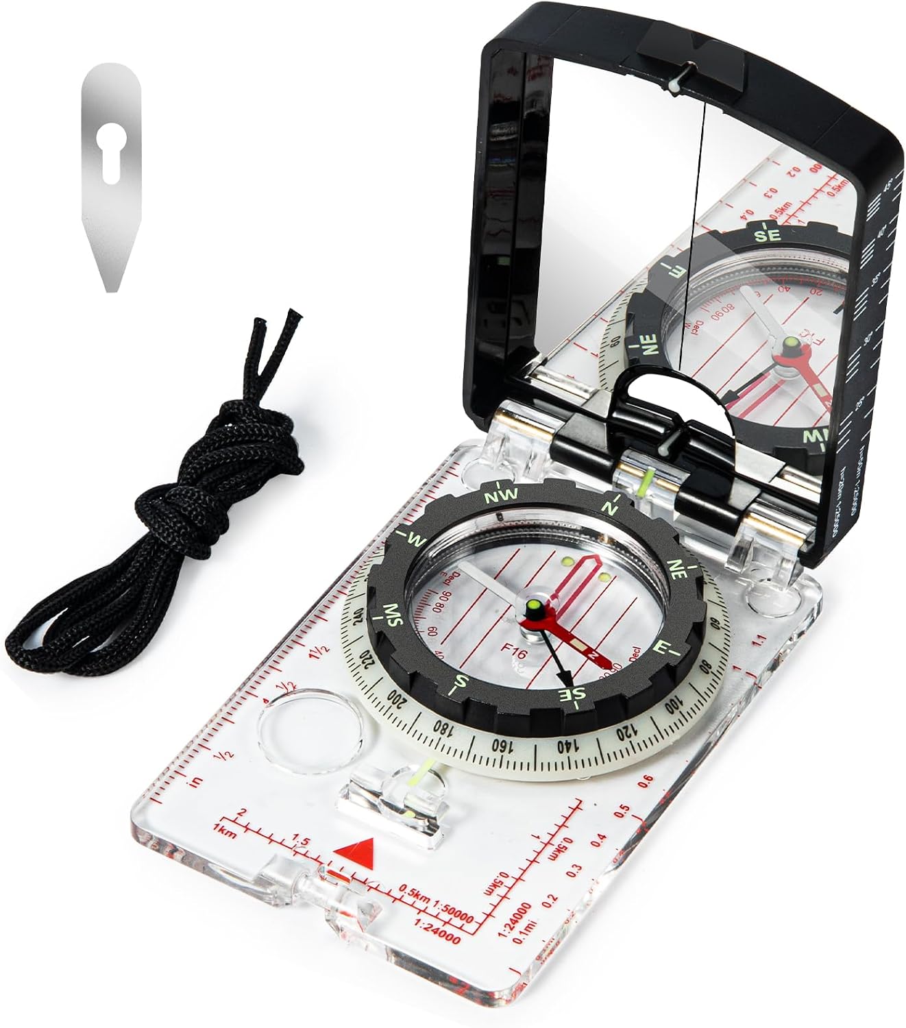 Orienteering Compass with Sighting Mirror – Adjustable Declination for Hiking & Backpacking – Reliable Emergency Backup for Scouts & Beginners