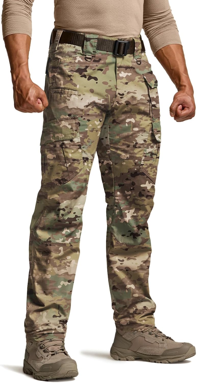 CQR Men’s Tactical Pants, Water Resistant Ripstop Cargo Pants, Lightweight EDC Work Hiking Pants, Outdoor Apparel