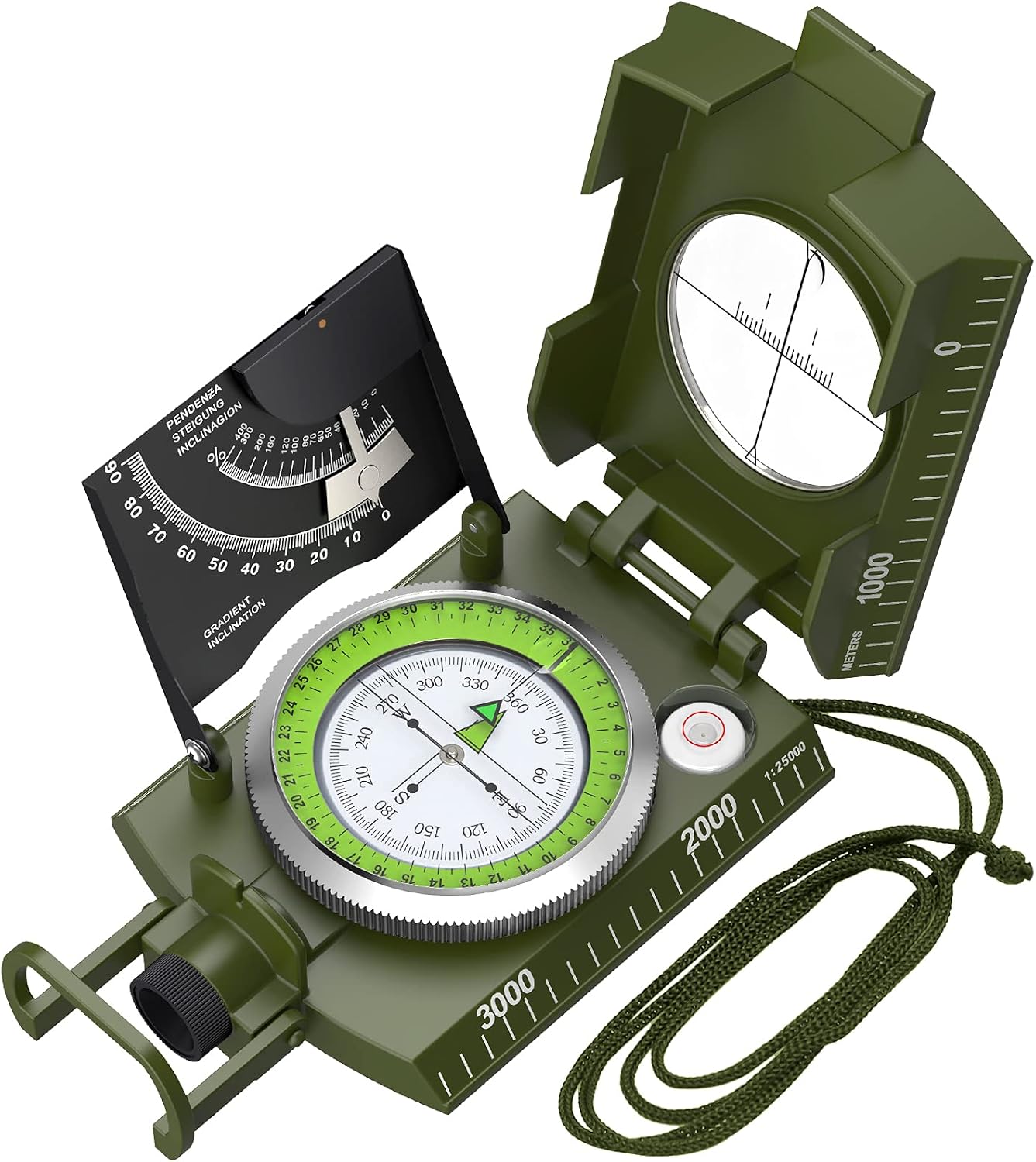 Proster Lensatic Sighting Compass IP65 Waterproof with Clinometer Bag