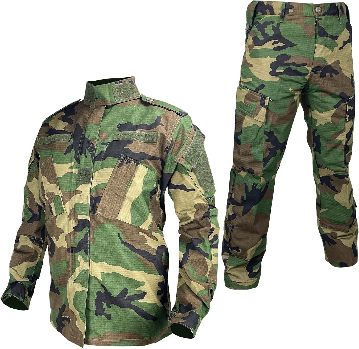 Tactical Military Camo BDU Uniform Set for Men Combat Shirt & Pants Ripstop Apparel for Outdoor Hunting Airsoft Paintball