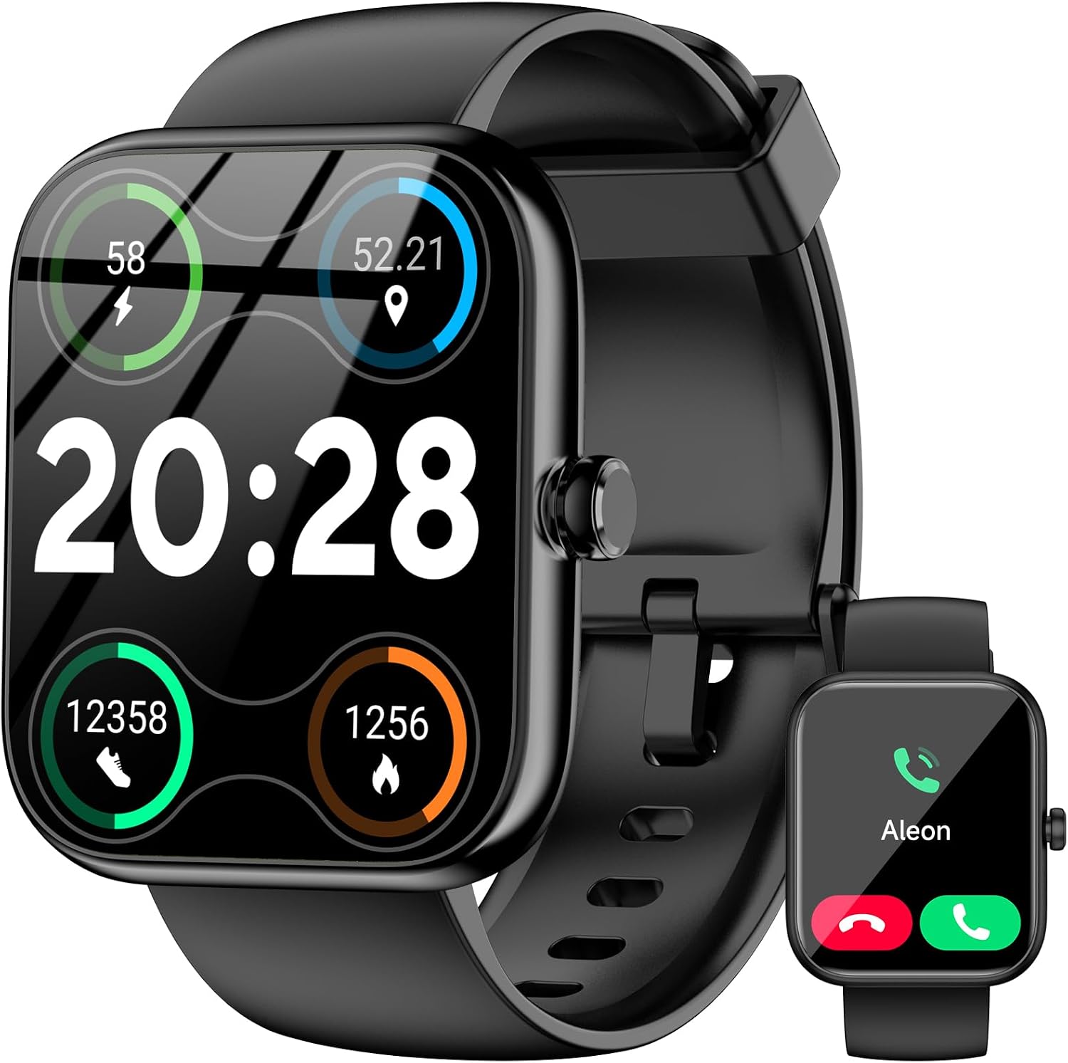 BOOOMIC Smart Watch for Men Women with 100-Day Standby, Bluetooth 5.3 Calls, 1.85″ HD Fitness Tracker with 110+ Sport Modes, IP68 Waterproof, 24/7 Heart Rate/Sleep/Stress Monitor (Jet Black)