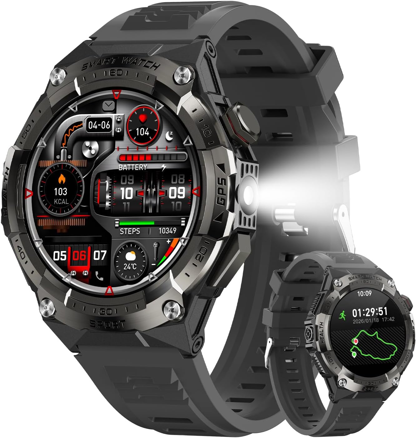 STARKING Smart Watch for Men with Built-in GPS,115 Sport Mode Fitness Tracker，24/7 Heart Rate Sleep Monitor，Answer/Make Calls/60 Days Battery,3ATM Waterproof Smartwatch for Android iPhone,Gray