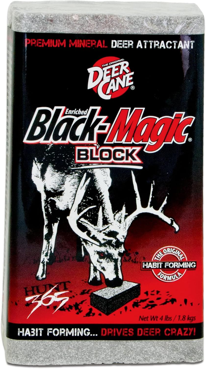 Evolved HABITATS Deer Cane Black Magic Block Mineral Deer Attractant – Fast & Easy to Use All Year-Round Mineral Food Supplement with Natural Molasses Flavors