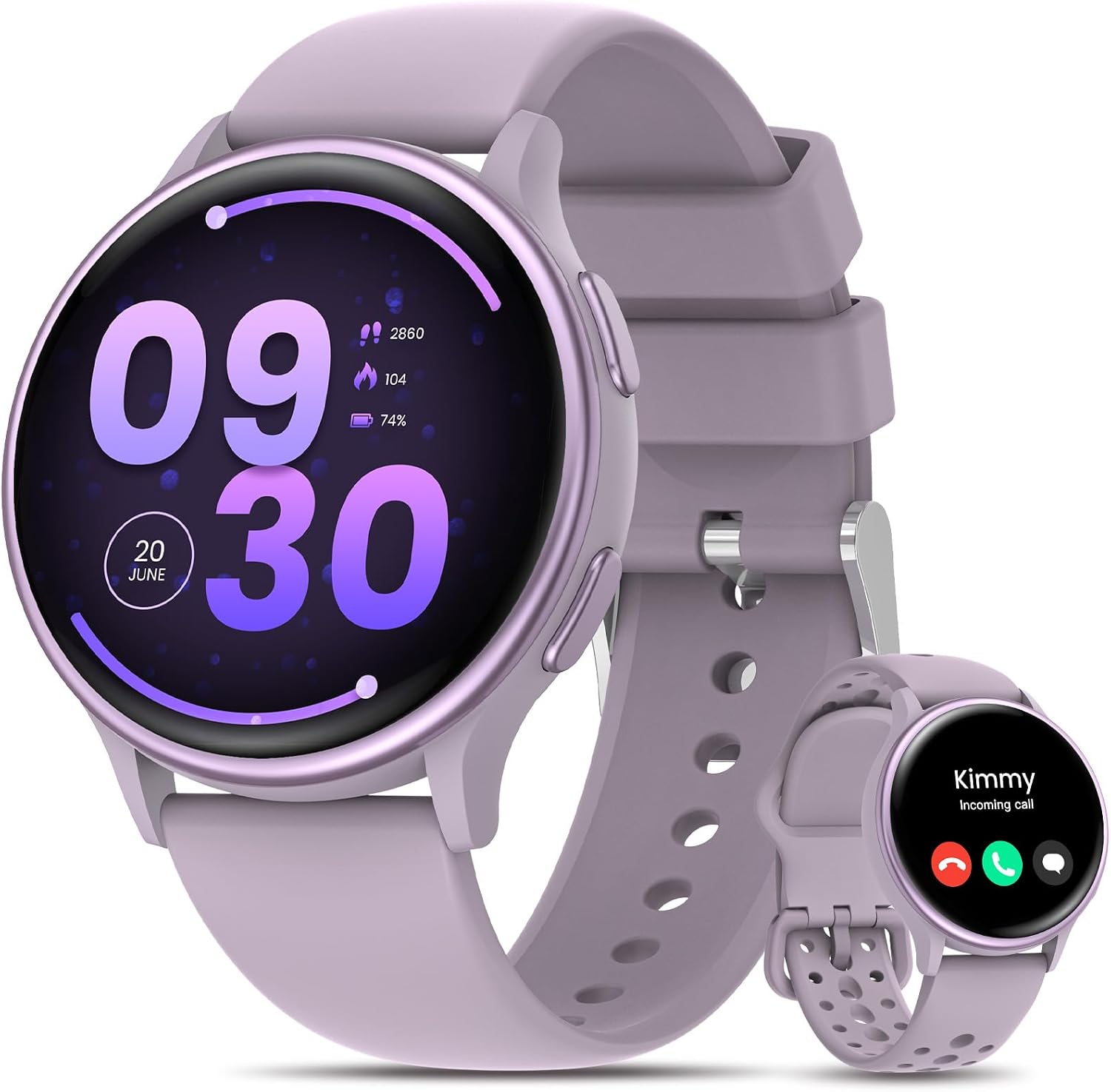 Smart Watches for Women for iPhone/Samsung/Android(Answer/Make Calls),1.27” AMOLED Screen Activity Fitness Trackers with Heart Rate/Sleep/SpO2 Monitor,120+ Sport Modes IP68 Fitness Watch 2Band Purple