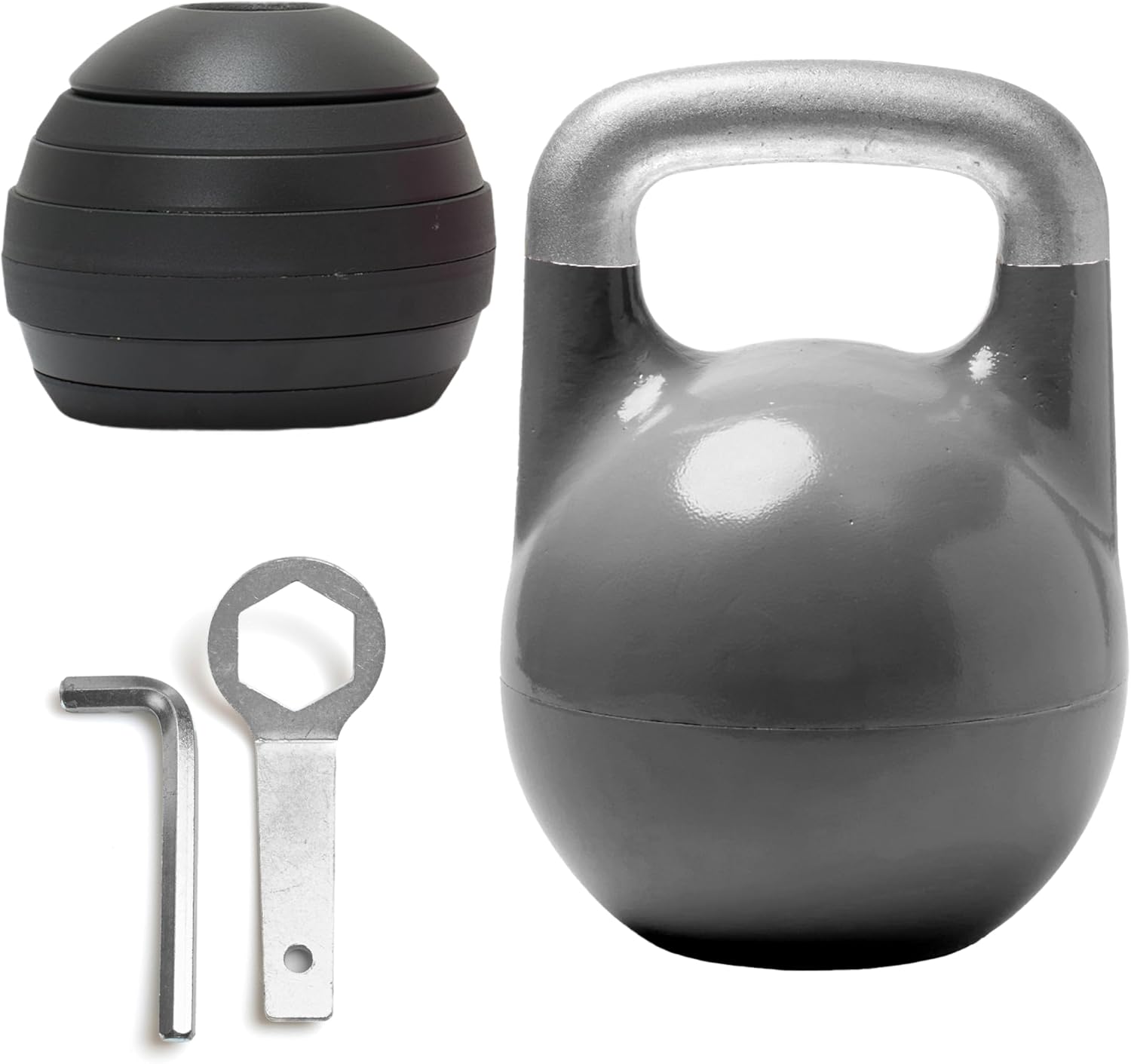 Kettlebell Kings Adjustable Competition Kettlebell – Adjustable Weight from 26 lb to 70 lb – Includes 7 Weight Plates for Strength Training at Home or Gym – Durable Steel Shell for Long-Lasting Use
