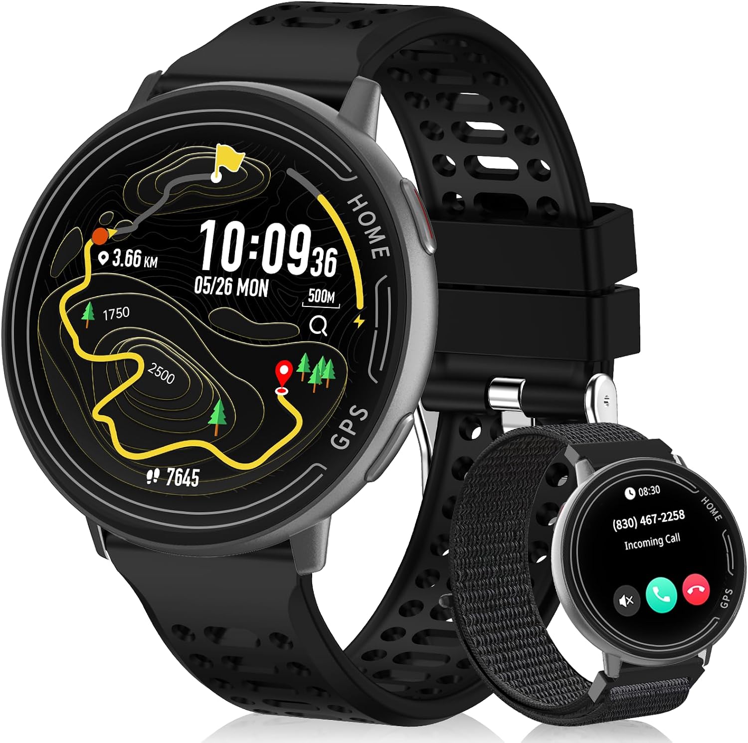 GPS Smart Watch for Men, 1.39″ AMOLED Screen Smartwatches, GPS, AI, Bluetooth Call & Text, Health, 100+ Sport Modes Sleep 3ATM Waterproof Activity Fitness Tracker, Smartwatch for Android iPhone