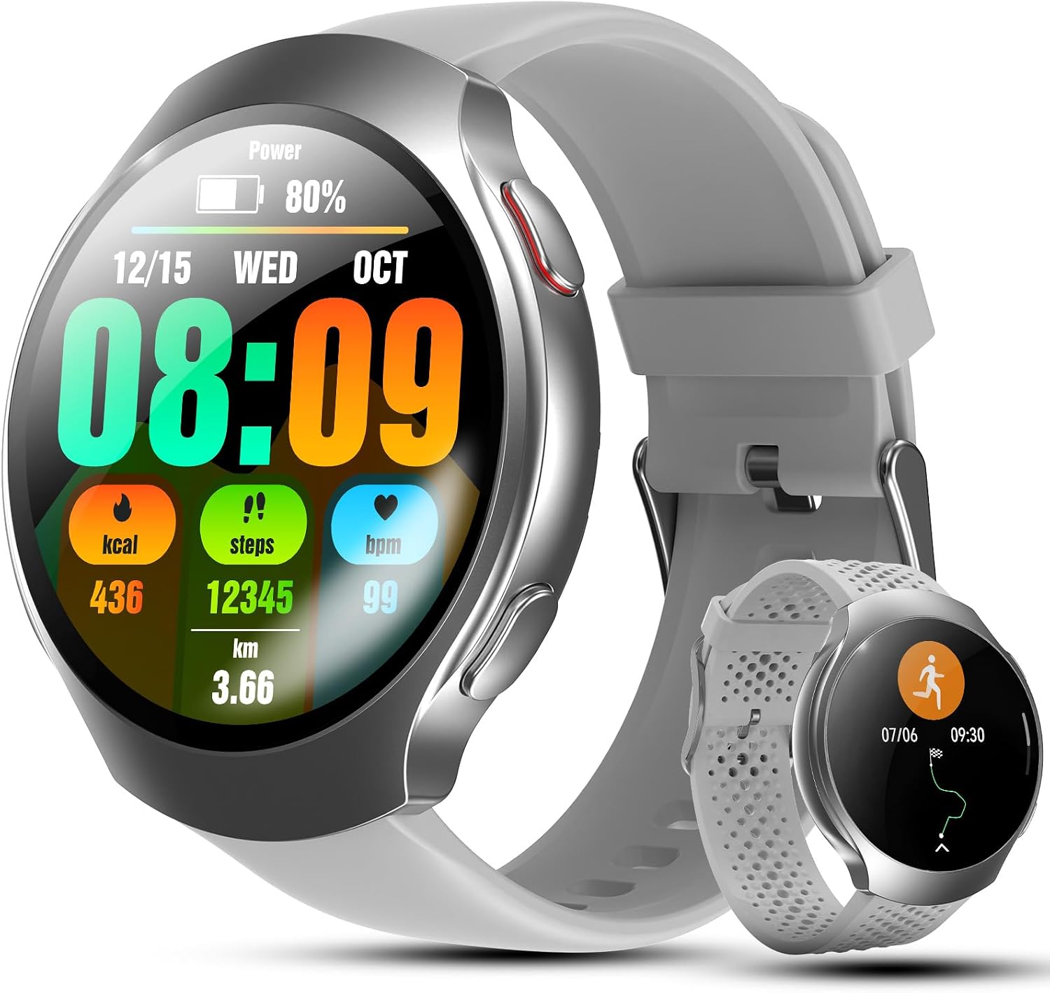 2026 AI Smart Watch with GPT, 1.43″ AMOLED Corning 8H Display, Bluetooth Calls, GPS Route Tracking, 5ATM Waterproof, 150+ Sports Modes, Heart Rate Sleep Monitor, Fitness Smartwatch for Android iOS