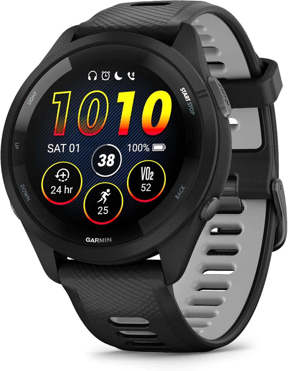 Garmin Forerunner® 265, Running Smartwatch, 46mm, Black/Powder Gray