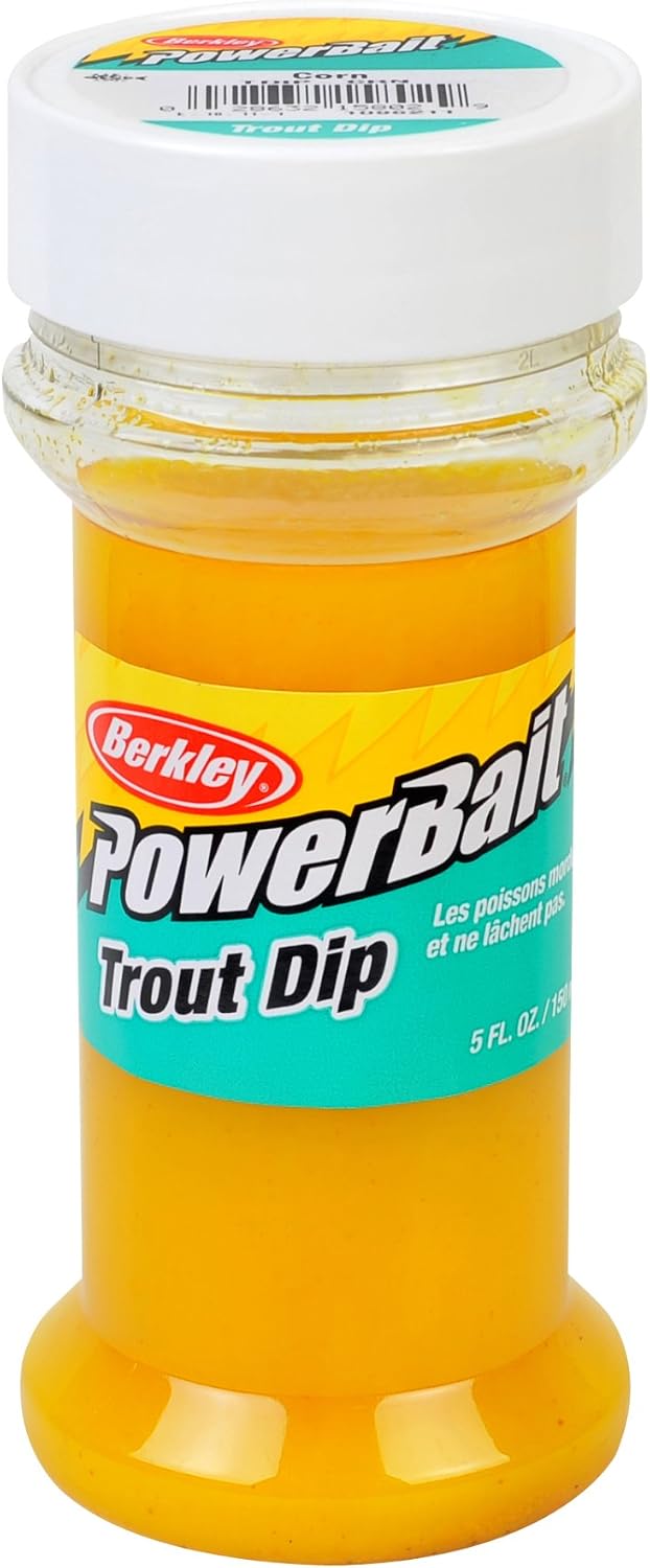 Berkley PowerBait Trout Dip PowerBait® with Corn 5 oz Bottle, Unique Dipping System, Irresistible Scent & Flavor, Ideal for Rainbow, Brown, Lake Trout, and More