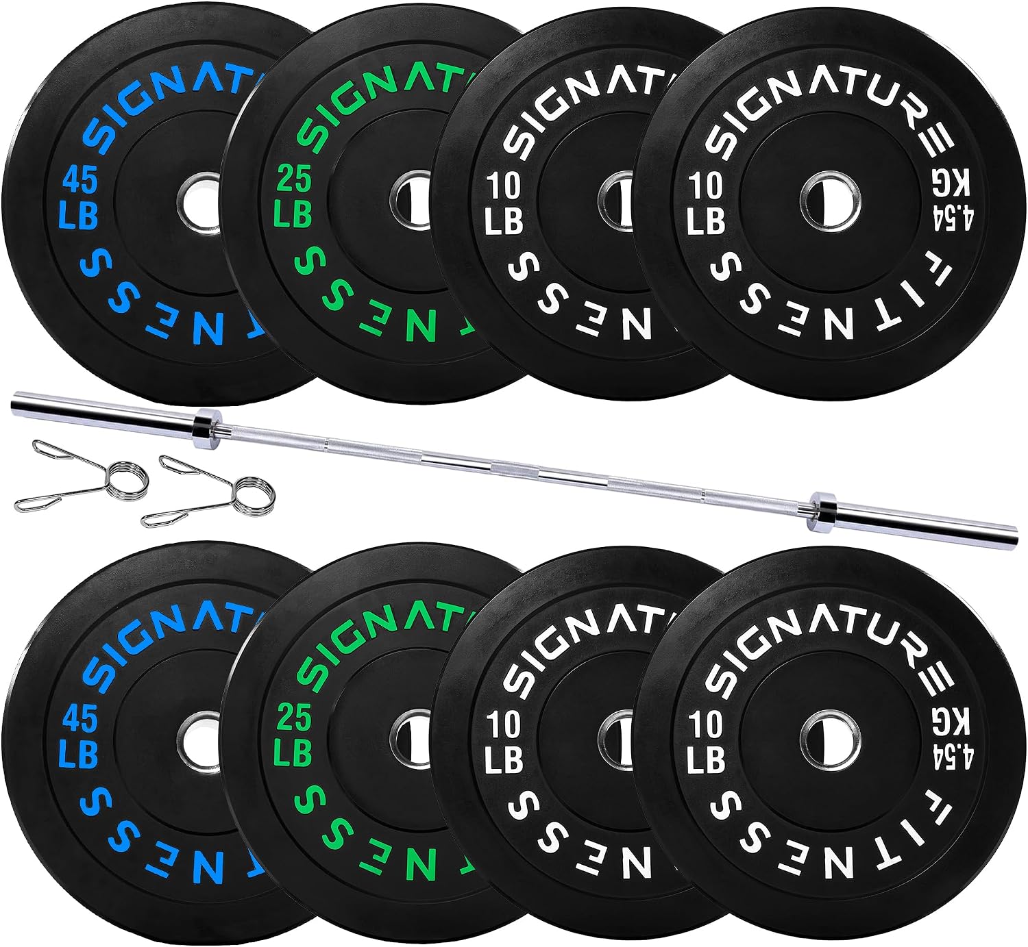 Fitvids 2-Inch Olympic Bumper Weight Plates Including 180 LB Weight Plates & 7FT Olympic Barbell Bar, Colored