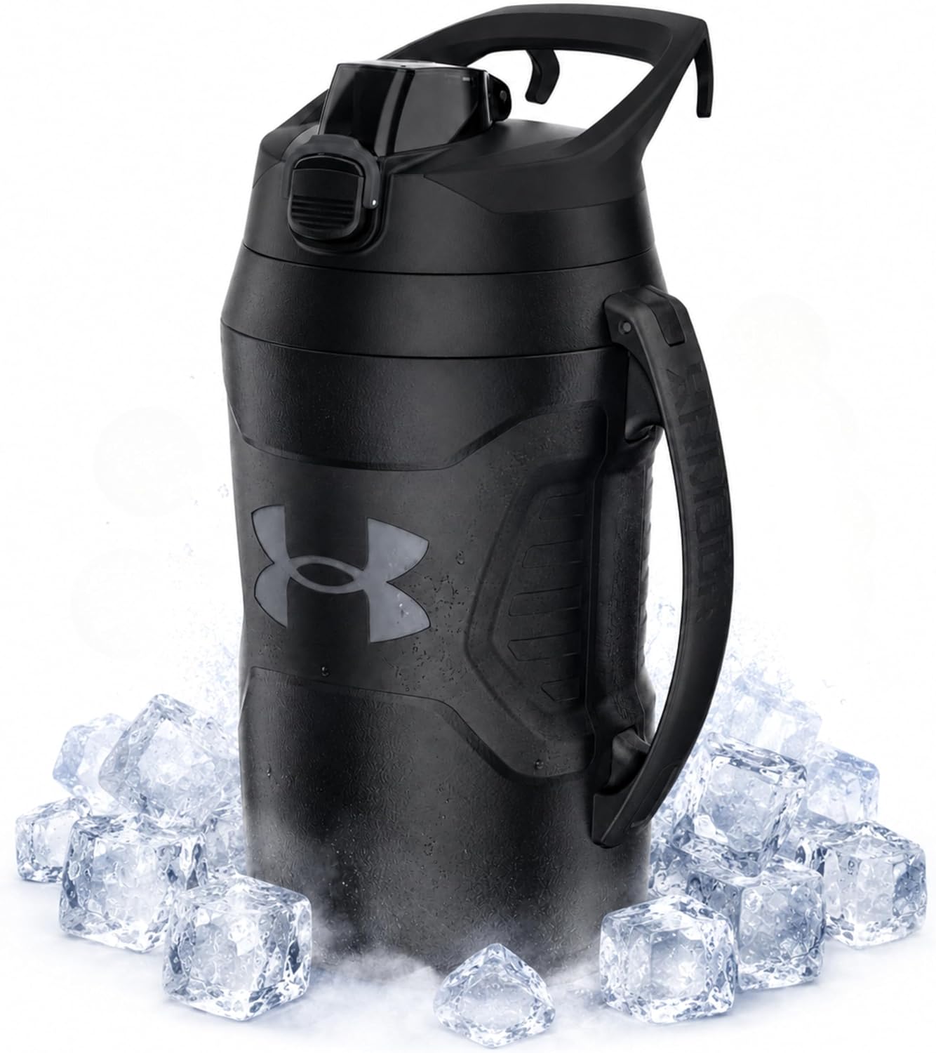 Under Armour Insulated Water Bottle with Handle & Fence Hook, Half Gallon Sports Water Jug, Leak-Resistant & BPA-Free for Baseball, Football & Gym – Black/Black, 64oz