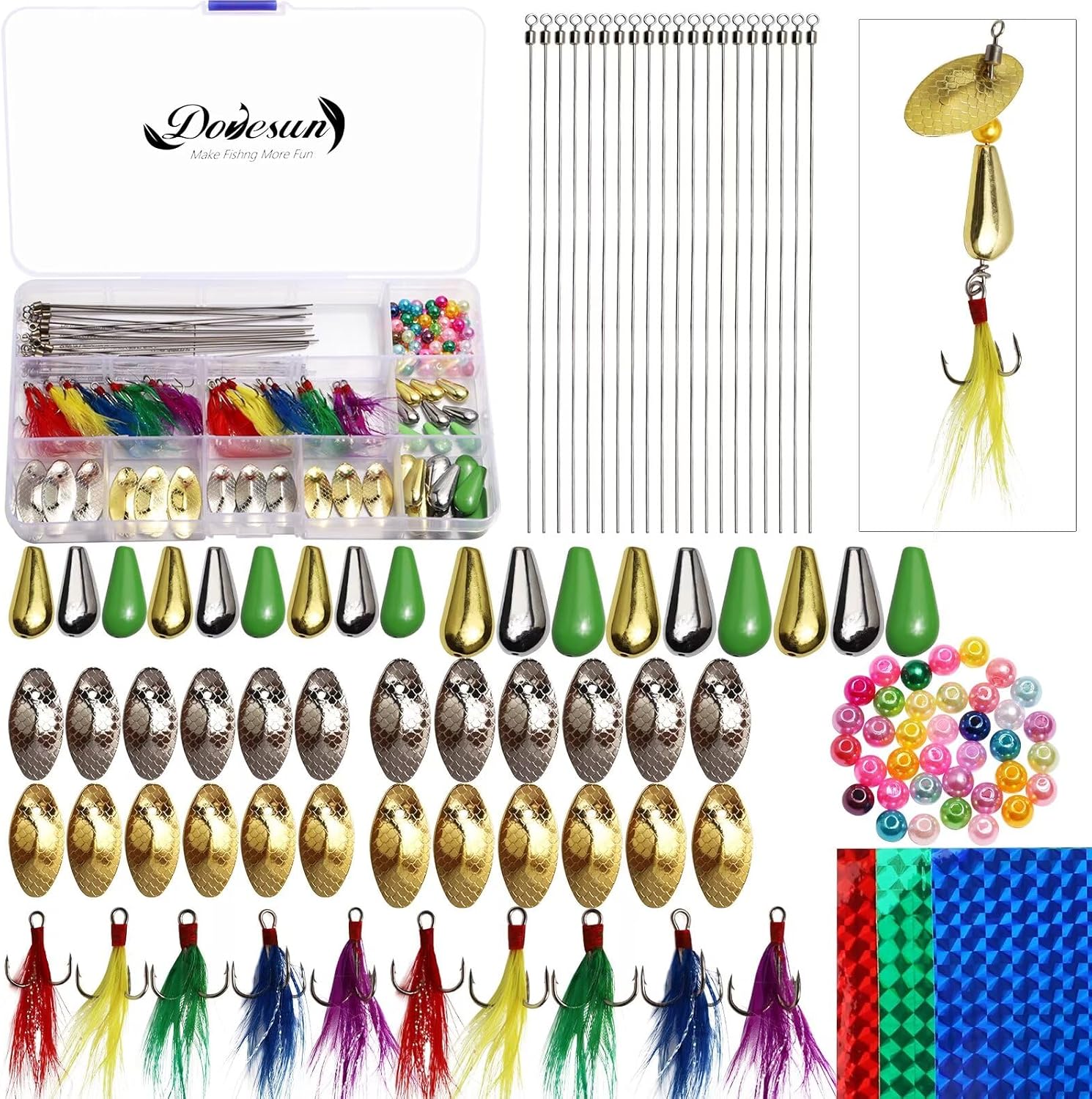 Dovesun 143pcs Fishing Lures Making Kit Spinner DIY Making Kit for Bass Trout Baits Fishing Gifts