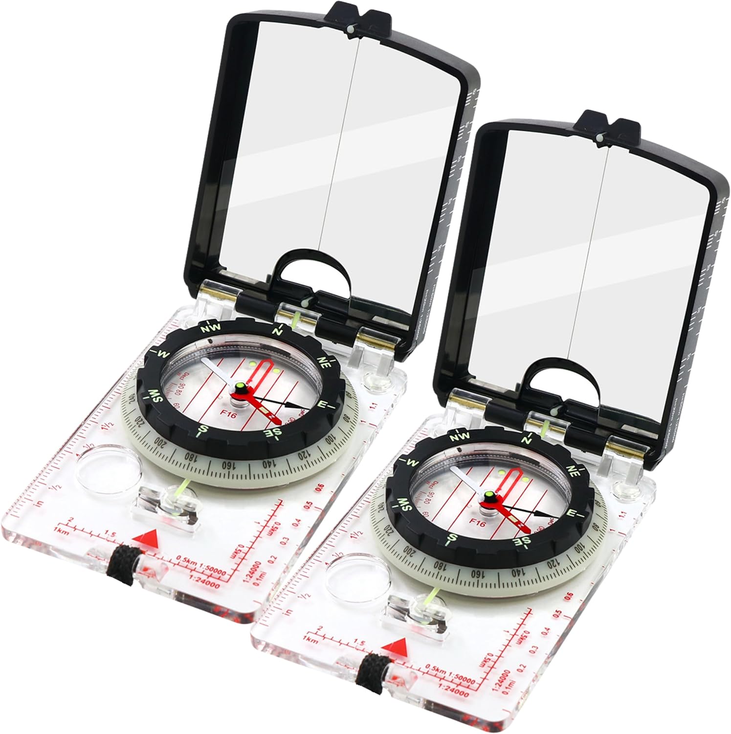 Trekker’s Compass Crew Professional Military Lensatic Compass with Mirror, High-Precision Dial, Built-in Magnifier, Luminous Display for Hiking, Camping, Orienteering