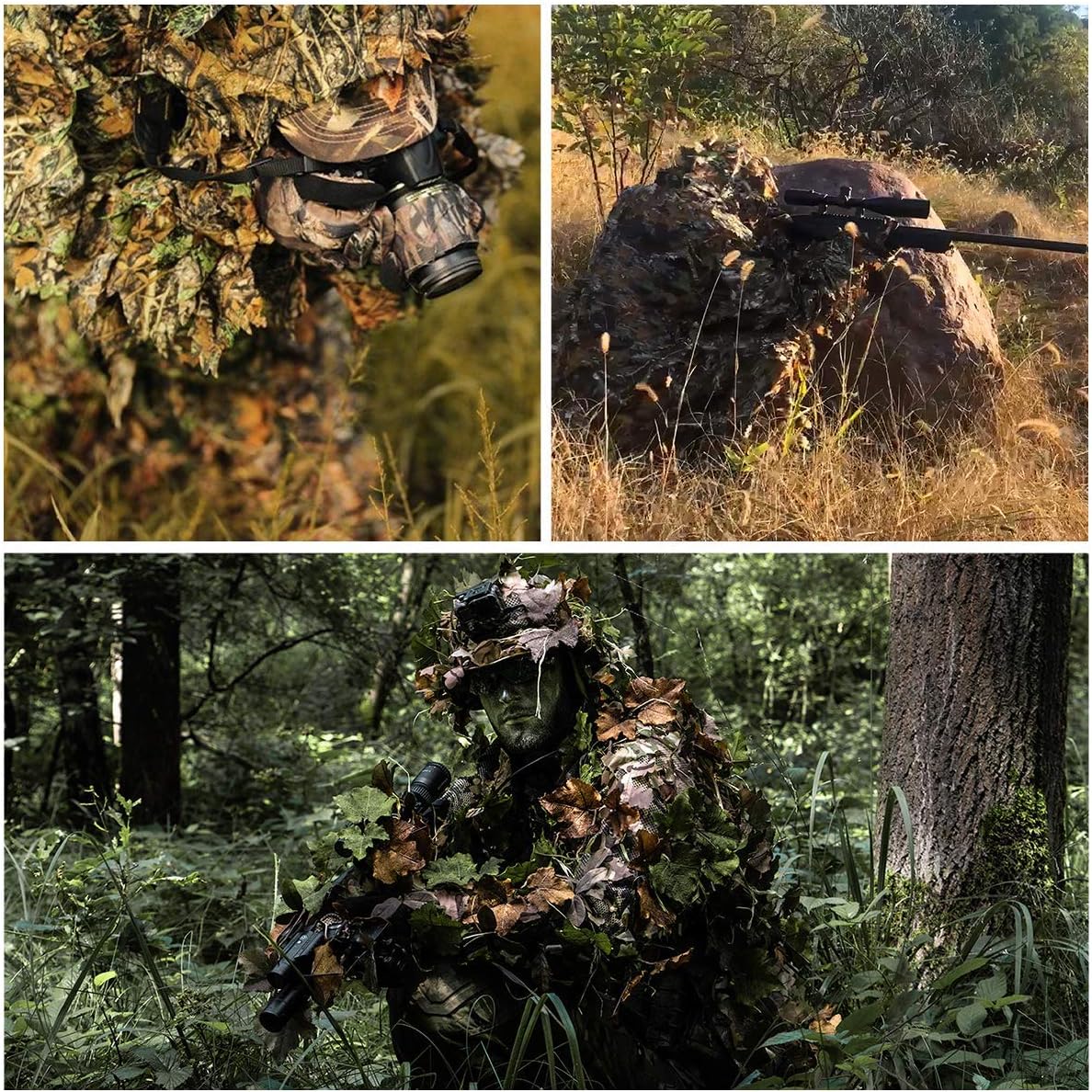 SCYLFEHDP Ghillie Suit for Men – 3D Leafy Camouflage Suits Perfect for Turkey Hunting, Outdoor Woodland Adventures & Halloween Fun