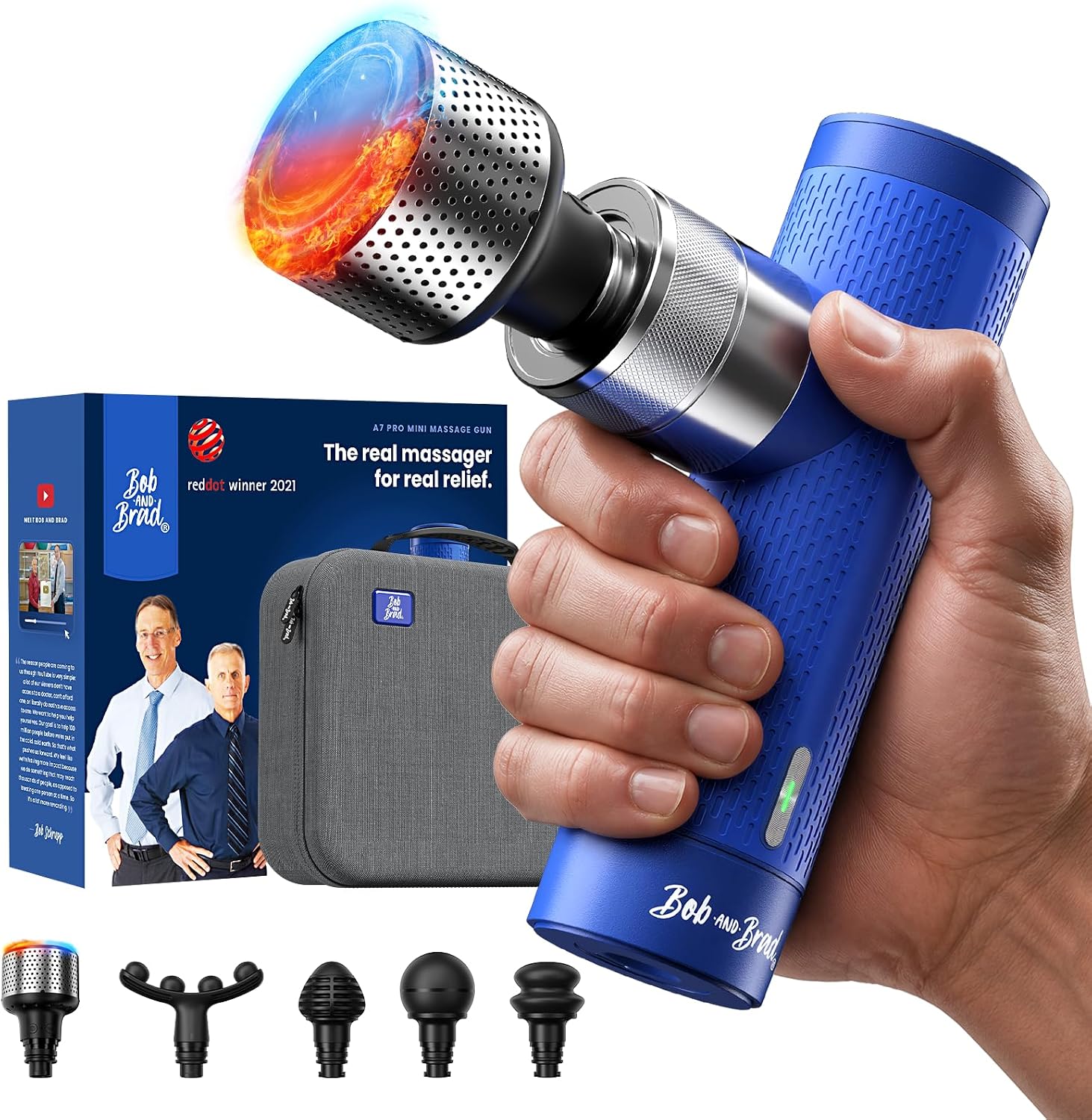 BOB AND BRAD A7 Pro Massage Gun, Heat & Cold, 11mm Deep Tissue Percussion